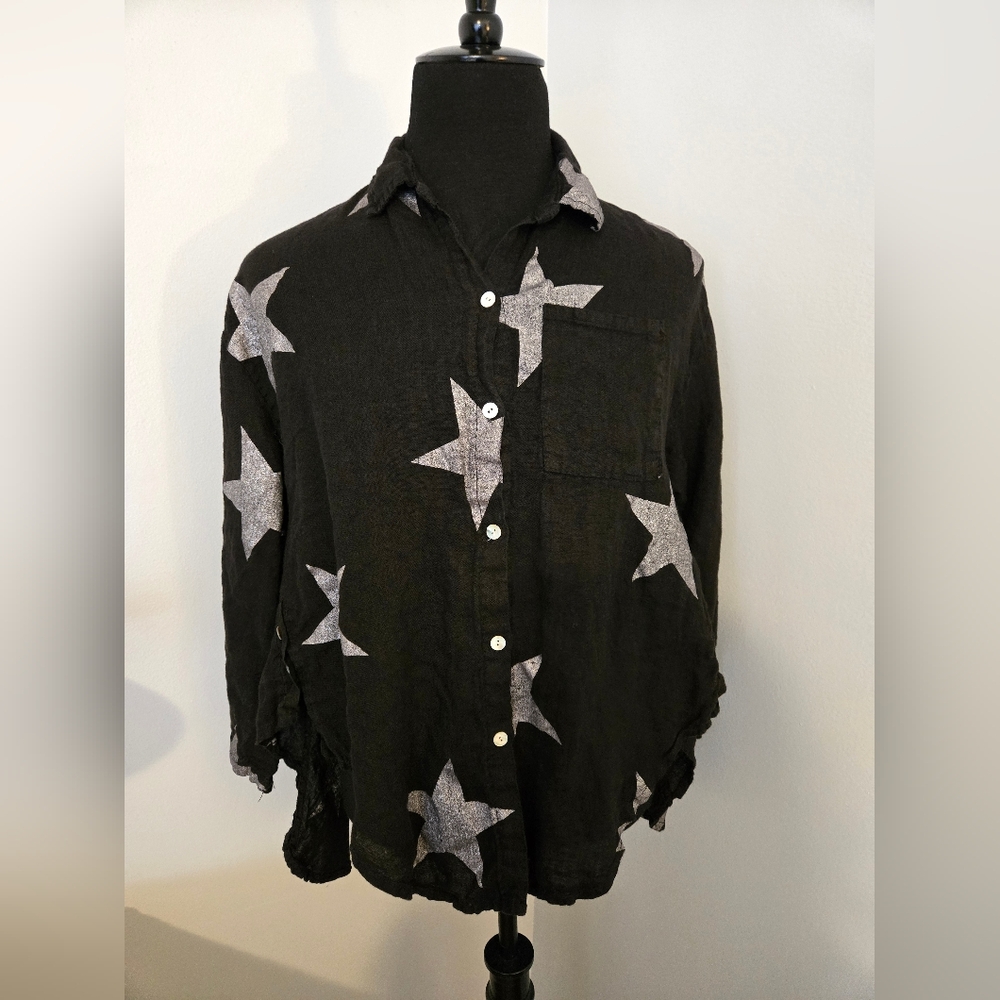 Wana Piece of the moon women's long sleeve linen flowy button down